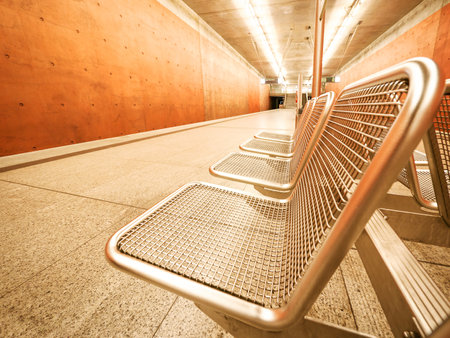 modern chairs at an underground stationのeditorial素材