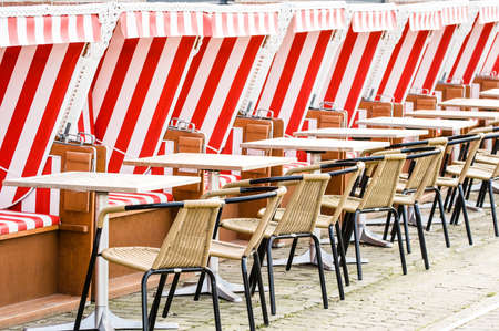 hooded beach chairs in frieslandの写真素材
