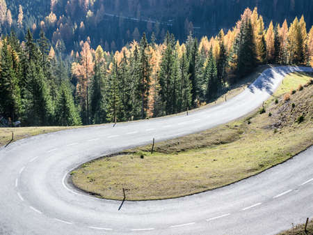 winding country road in austriaの写真素材
