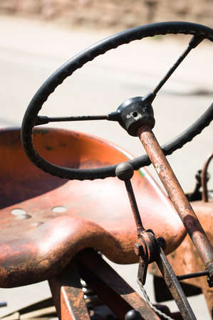 close-up of an old run-down tractorの写真素材