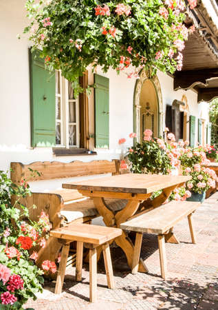 backyard at an old houseの写真素材