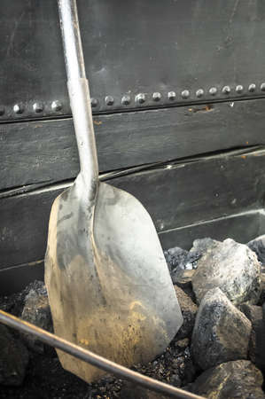 shovel at an old coal cellarの写真素材