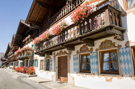 old town at garmisch partenkirchen - germany - bavariaの写真素材