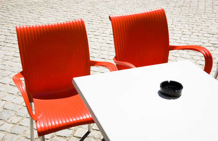table and chairs at a cafe