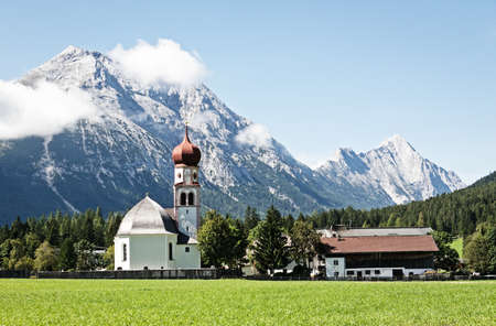 typical bavarian church near the european alps