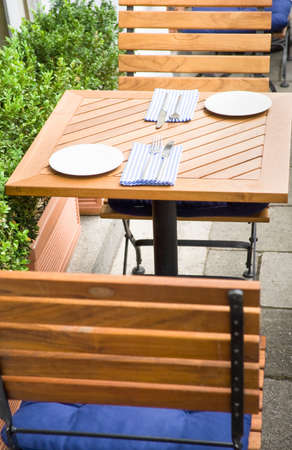 table and chairs at a cafe