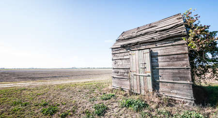 old hut at a field near rome - italyの写真素材