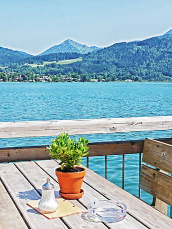 table at the tegernsee - bavariaの写真素材