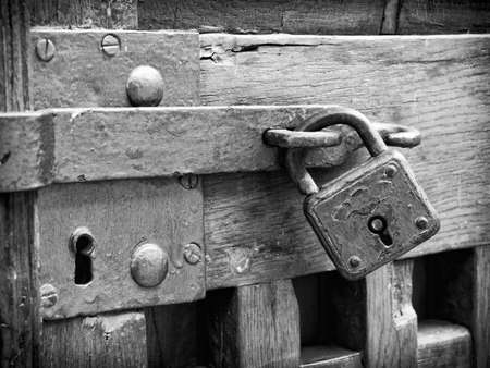 beautiful old padlock - close-upの写真素材