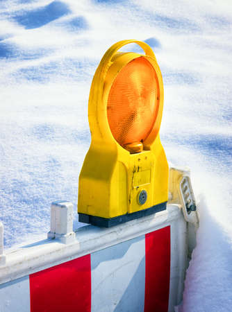 modern security barrier with snowの写真素材