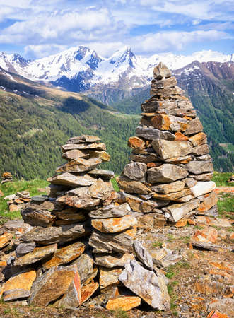 rock stacks at the alpsの写真素材