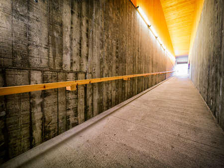 underground tunnel at a subway stationの写真素材