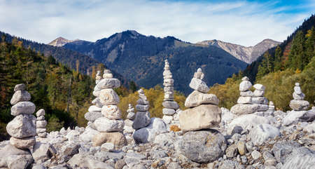 rock stacks at the alpsの写真素材