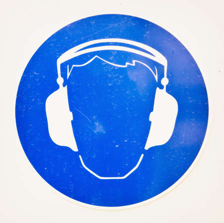 ear protectors sign at a construction siteの写真素材