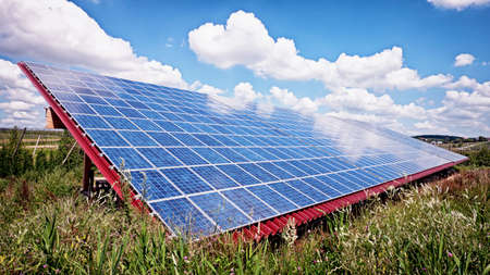 modern solar panels at a field