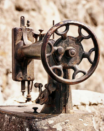 close up of an old sewing machineの写真素材