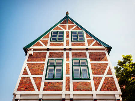 typical historic facade at an old townの写真素材