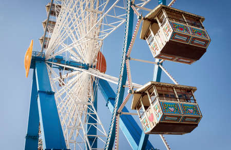 famous ferris wheel at the oktoberfest in munich - germanyの写真素材