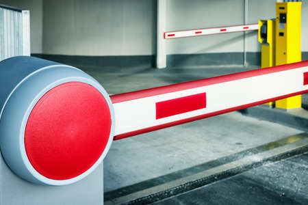modern security barrier at a garage - nice backgroundの写真素材