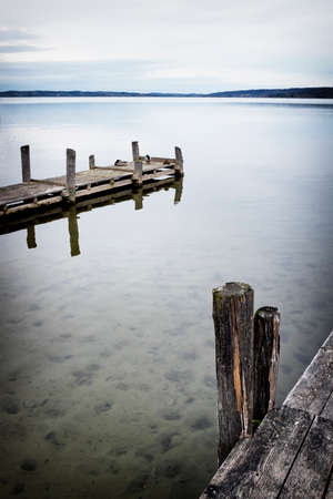 old wooden jetty at a lake
