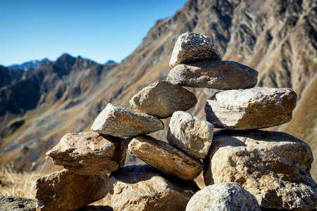 one rock stack - close upの写真素材