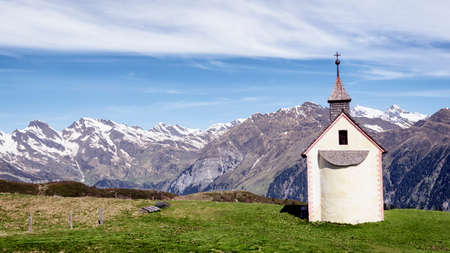 old historic chapel at the european alpsの写真素材