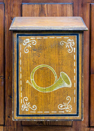 old letterbox at a front doorの写真素材