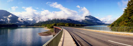 country road at the sylvenstein lake - bavariaの写真素材