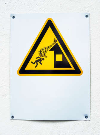 danger sign for roof avalancheの写真素材