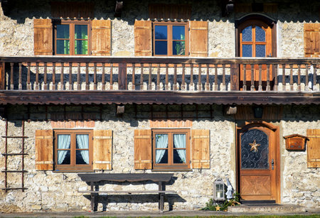 typical old farmhouse at the european alpsのeditorial素材