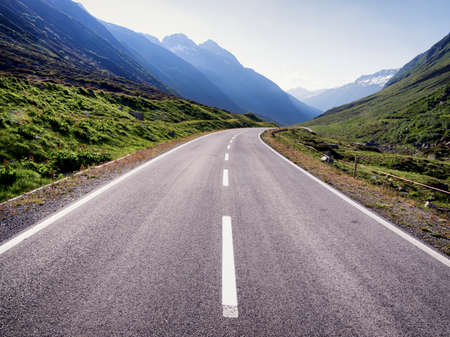 country road at the european alpsの写真素材