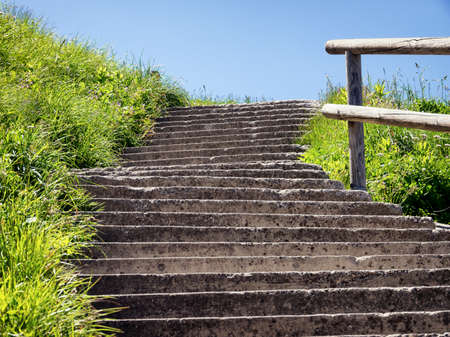 old steps at a meadow