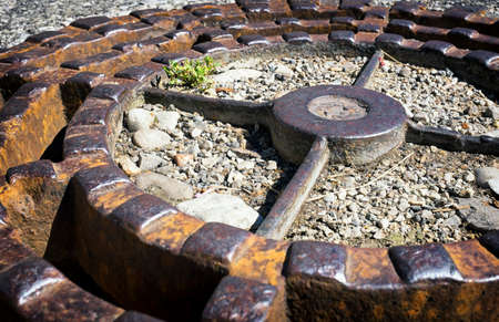 old manhole at a streetの写真素材