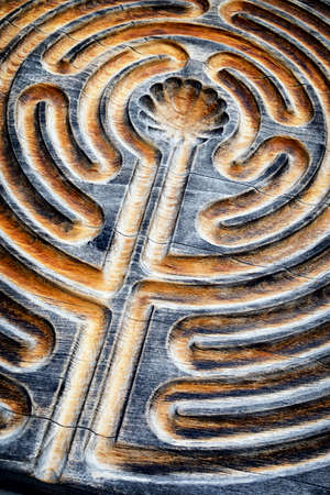 close up of a wooden mazeの写真素材