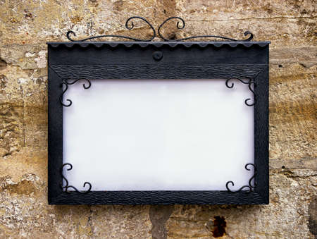 blank sign at a wallの写真素材