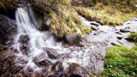 smal waterfall in austria - wideangleの写真素材