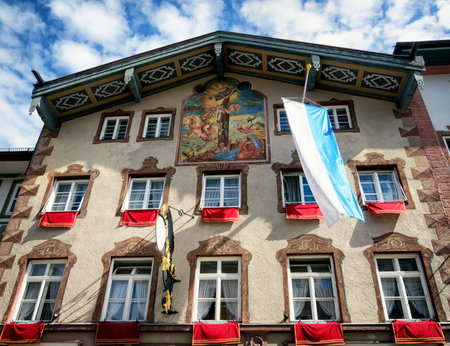 historic facade in bad toelz - bavariaのeditorial素材