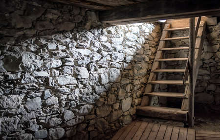 old cellar ladder and sunbeam