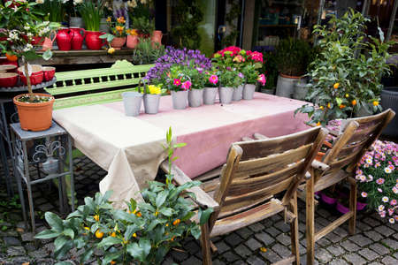 table and chairs at a backyard