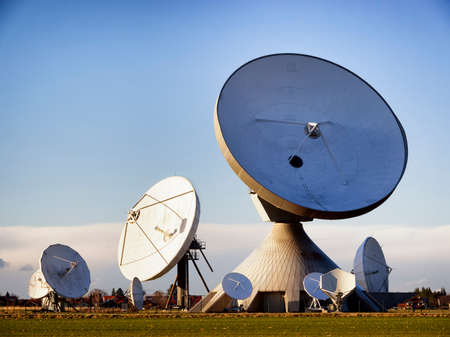 group of modern satellite dishes - radio telescopesの写真素材