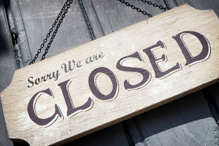 closed sign at a shop - nice backgroundの写真素材