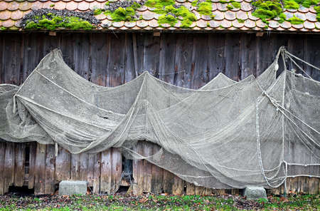close-up of an old fishing net