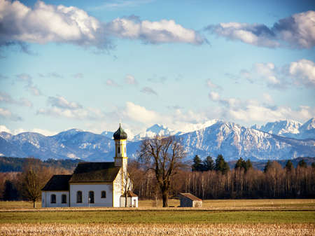 old church at the european alpsの写真素材