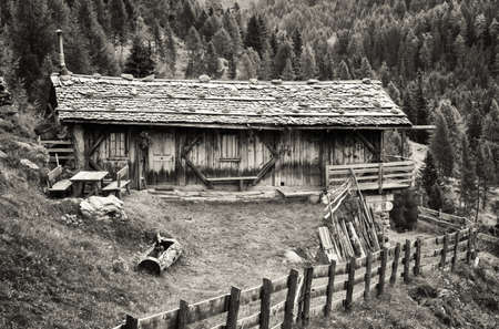 old log cabin at the european alpsの写真素材