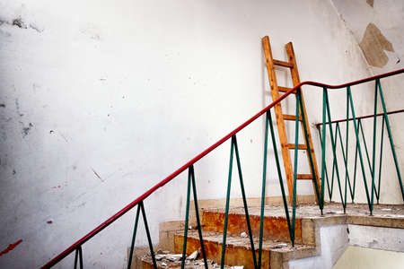 staircase at an old ruinの写真素材