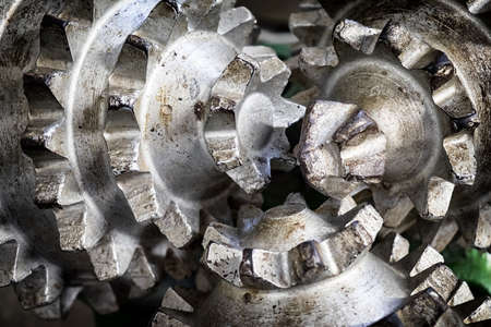 close-up of an old oil drillの写真素材