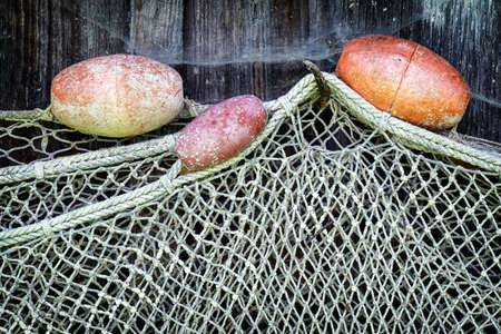 close-up of an old fishing net