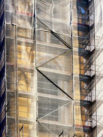 modern scaffolding at a construction siteのeditorial素材