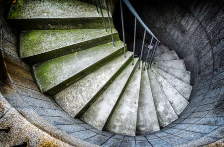 beautiful spiral staircase at an emergency exitの写真素材