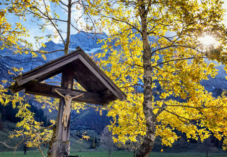 typical old Christian Wayside Shrine  at a country roadの写真素材
